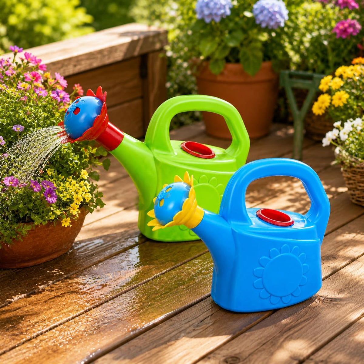 Garneck 2pcs Kids Watering Can Toddler Toy: Plastic Garden Bath Toy for Toddlers Indoor Outdoor Plant Playhouse Water Table Activity Set Assorted Colors(Random Color)