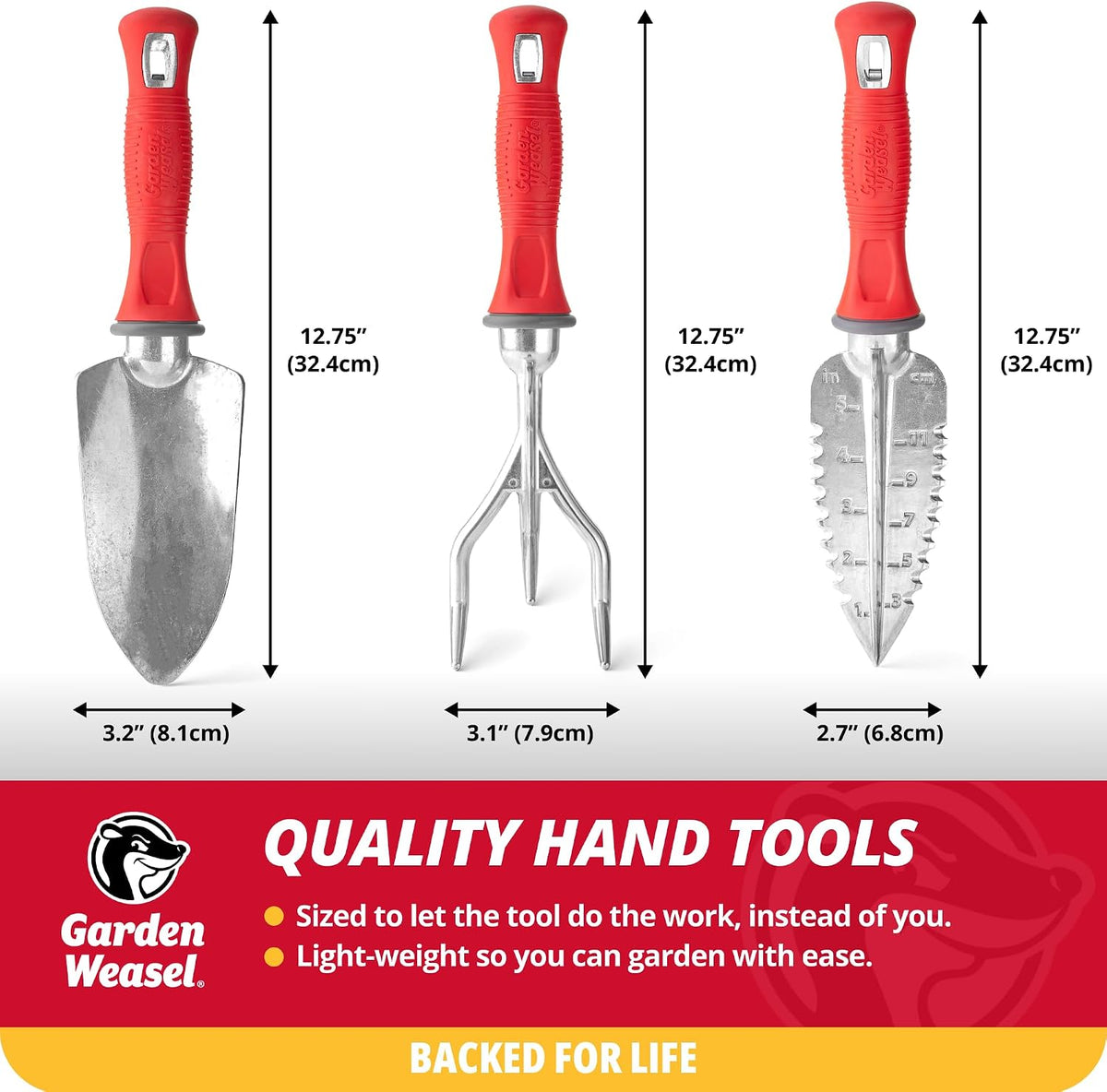 Garden Weasel 3Piece Hand Tool Set Trowel Transplanter Cultivator Gardening