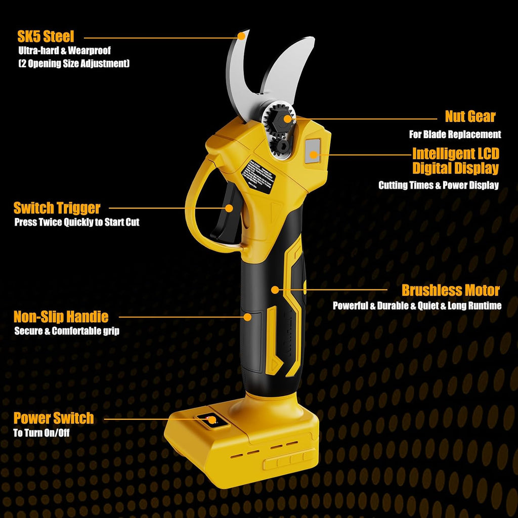 Cordless Electric Pruning Shears Compatible with Dewalt 20V Battery