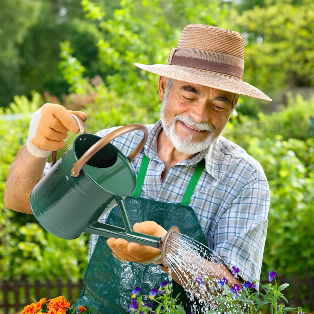 Metal Watering Can with Removable Spout, Galvanized Steel Plants Water Can for Women, Men and Kids' Outdoor or Indoor Gardening - Nice Flower Watering Pot Gift & Decoration (Green, 0.6 Gallon)