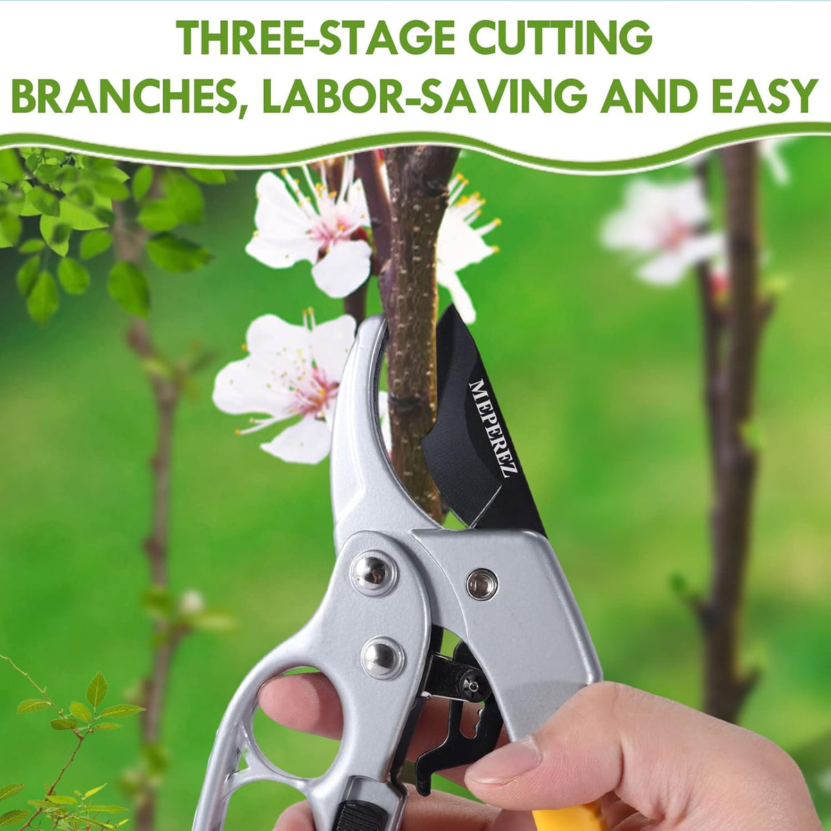Premium pruning shears, hand pruners 4x cutting power trimming, garden clippers heavy duty 1-inch cut capacity, gardening gifts man & women, scissors gardening tools, arthritis weak hand snips