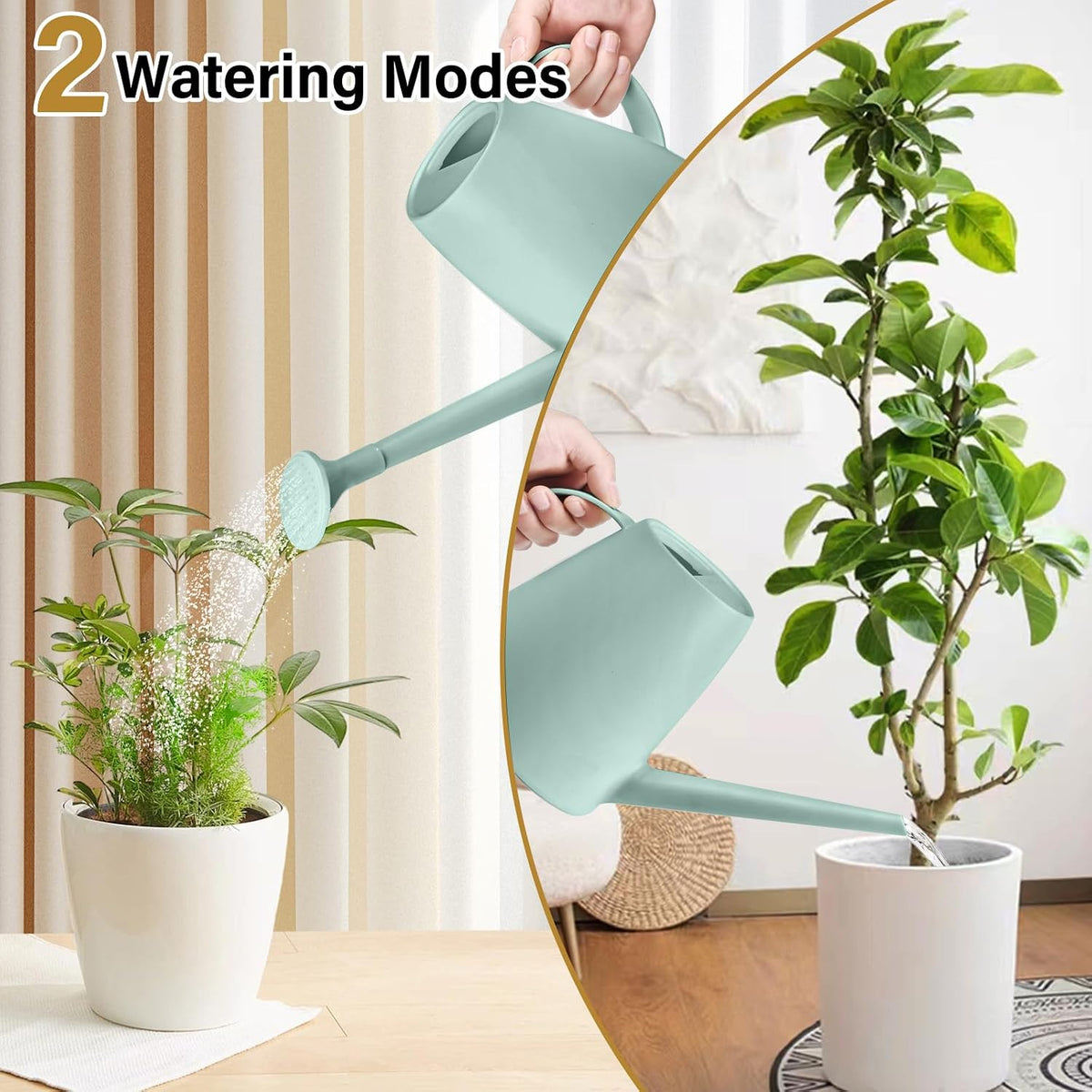 Plant Watering Can - Plastic Indoor and Outdoor - 1/2 Gallon - Light Green