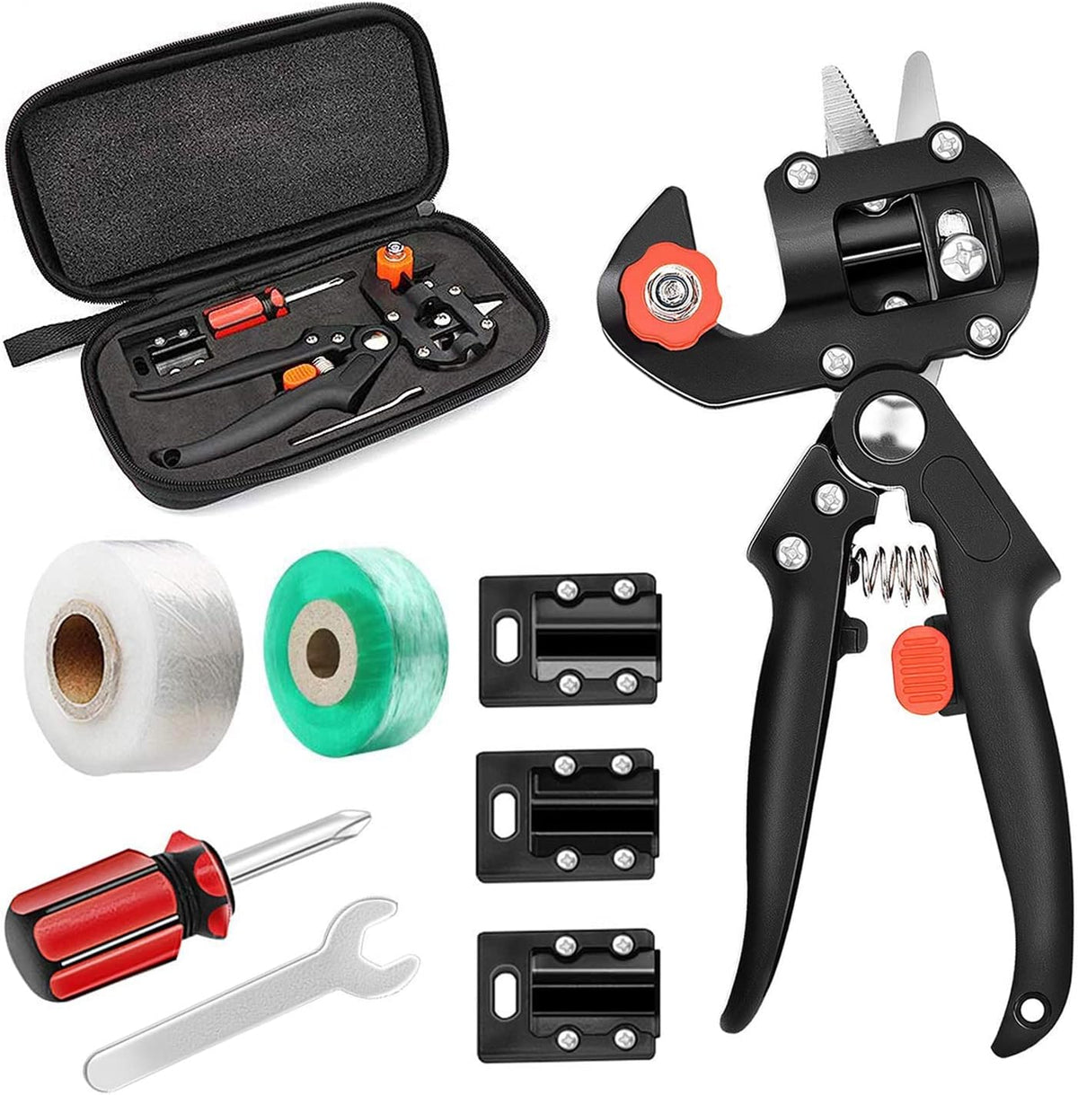 2-in-1 Garden Grafting Tools Pruner Kit, V-Graft Omega-Graft and U-Graft, Plant Branch Vine Fruit Tree Cutting Tool Kits Scissors
