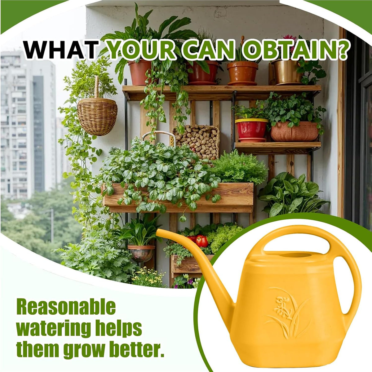 Hand Plastic Watering Can - for Indoor and Outdoor Home Garden Plants - with Long Spout - Orange - 1/2 Gallon