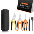 5‑Piece Garden Pruning Shears Set with Gloves & Storage Bag – Stainless Steel Trimming Scissors for Flowers, Herbs & Small Branches – Ergonomic Gardening Tools Kit (Multi-color)