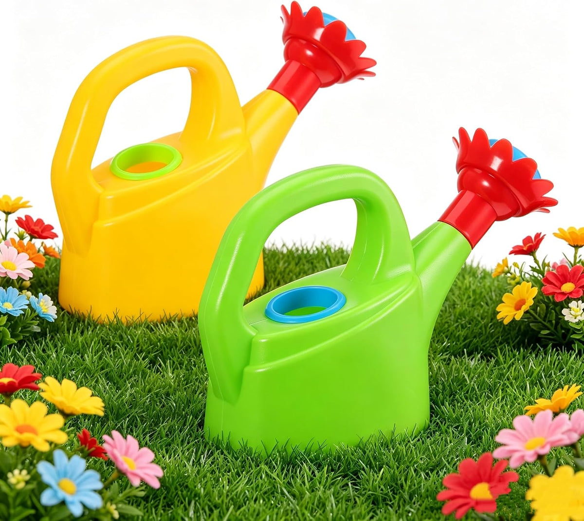 TOYANDONA 2pcs Toy Watering Can for Kids - Small Plastic Watering Cans Garden Flower Water Pot for Spring Summer Outdoor Bath Beach Sand Toys (Random Color)