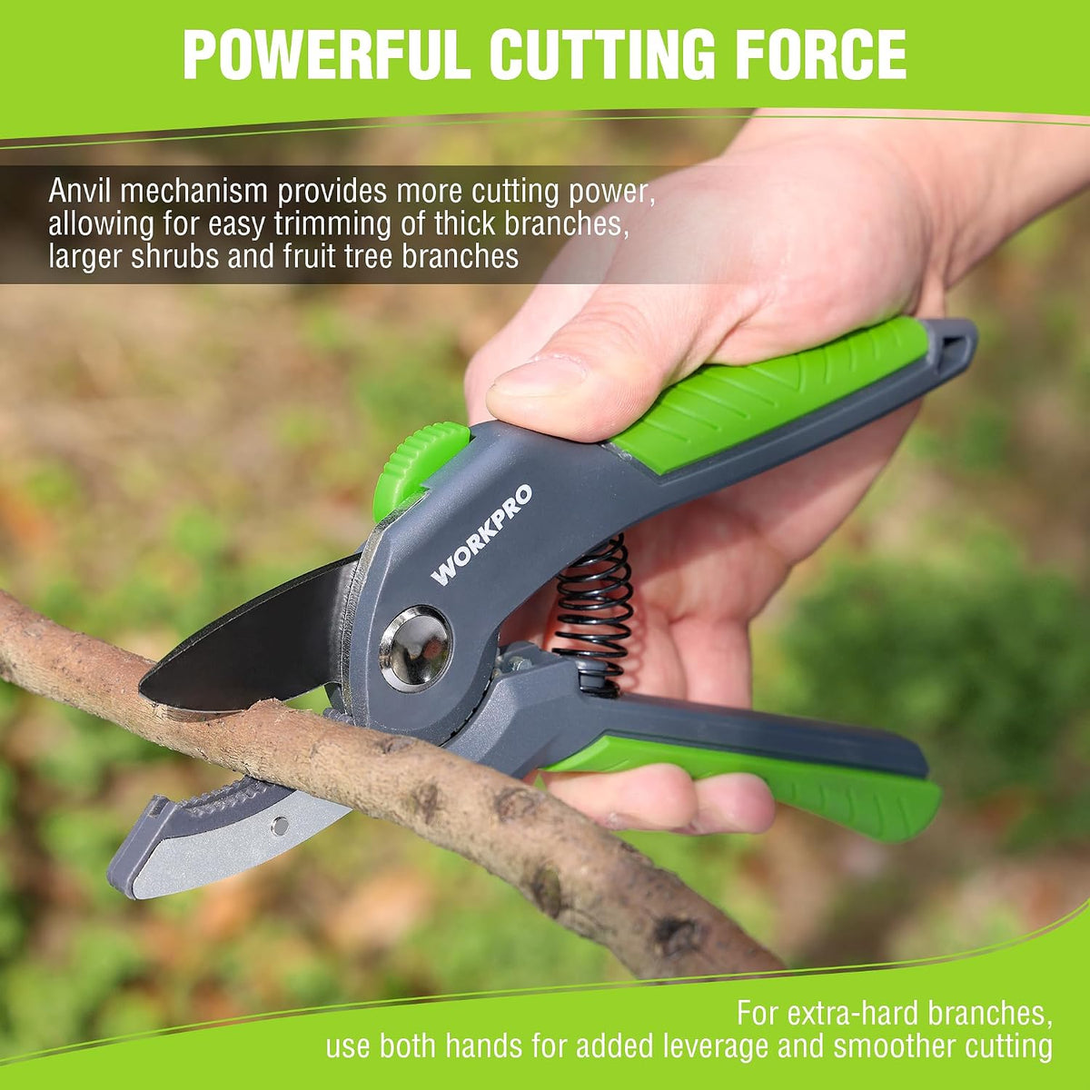 WORKPRO 8.5" Anvil Pruning Shear, Heavy Duty Garden Scissors & Clippers