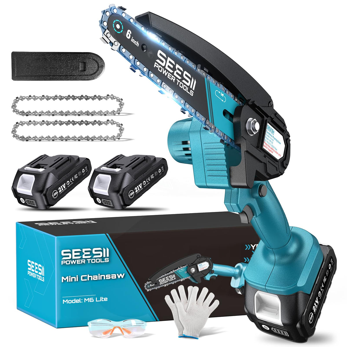 SEESII 2-in-1 Mini Chainsaw & Pruning Shears Combo, Brushless Motor