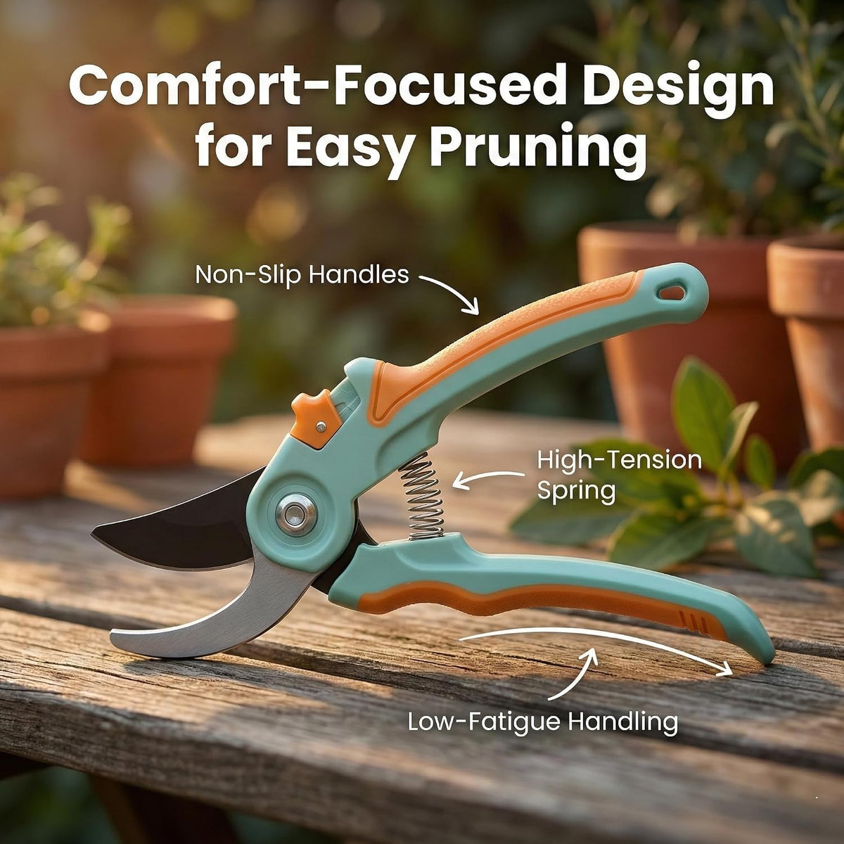 NEXON Pruning Shears 2-Pack, Bypass 8" & 6.25", SK5 Steel Garden Shears