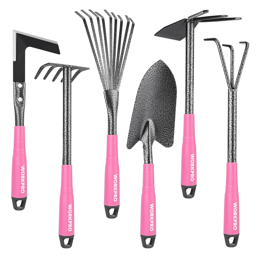 WORKPRO 6-Piece Pink Garden Tool Set