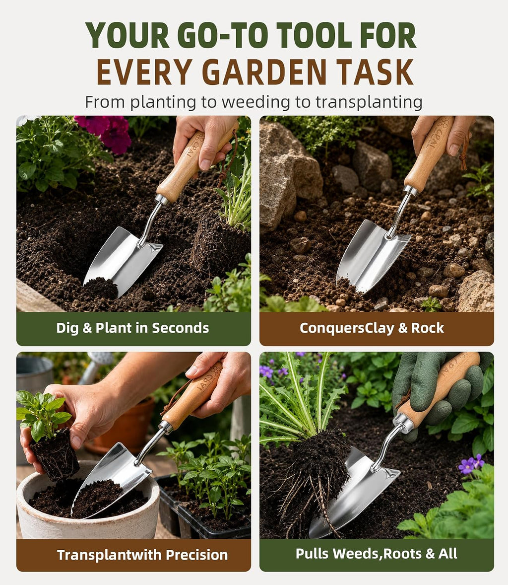 Garden Trowel, Heavy Duty 2mm Stainless Steel Hand Shovel