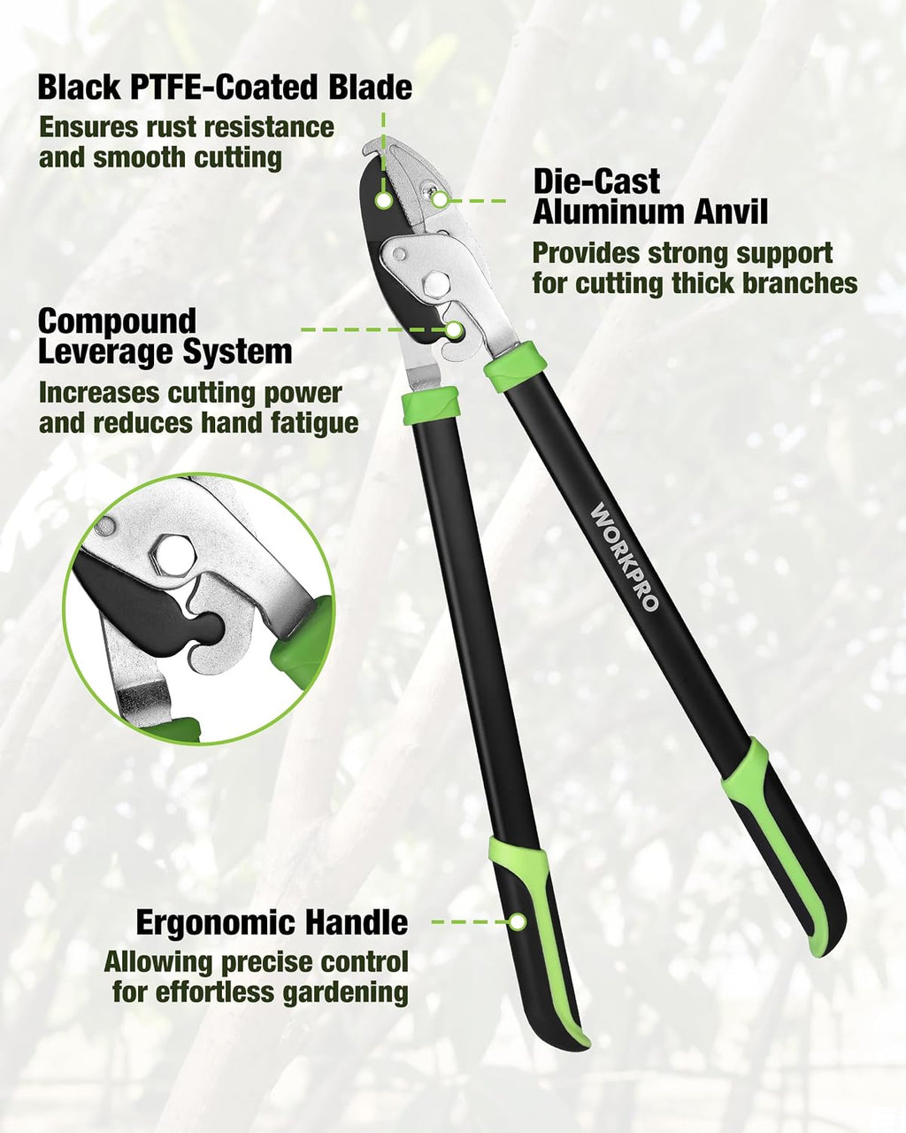 WORKPRO 3-Piece Garden Shears Set, Heavy-Duty Gardening Clippers