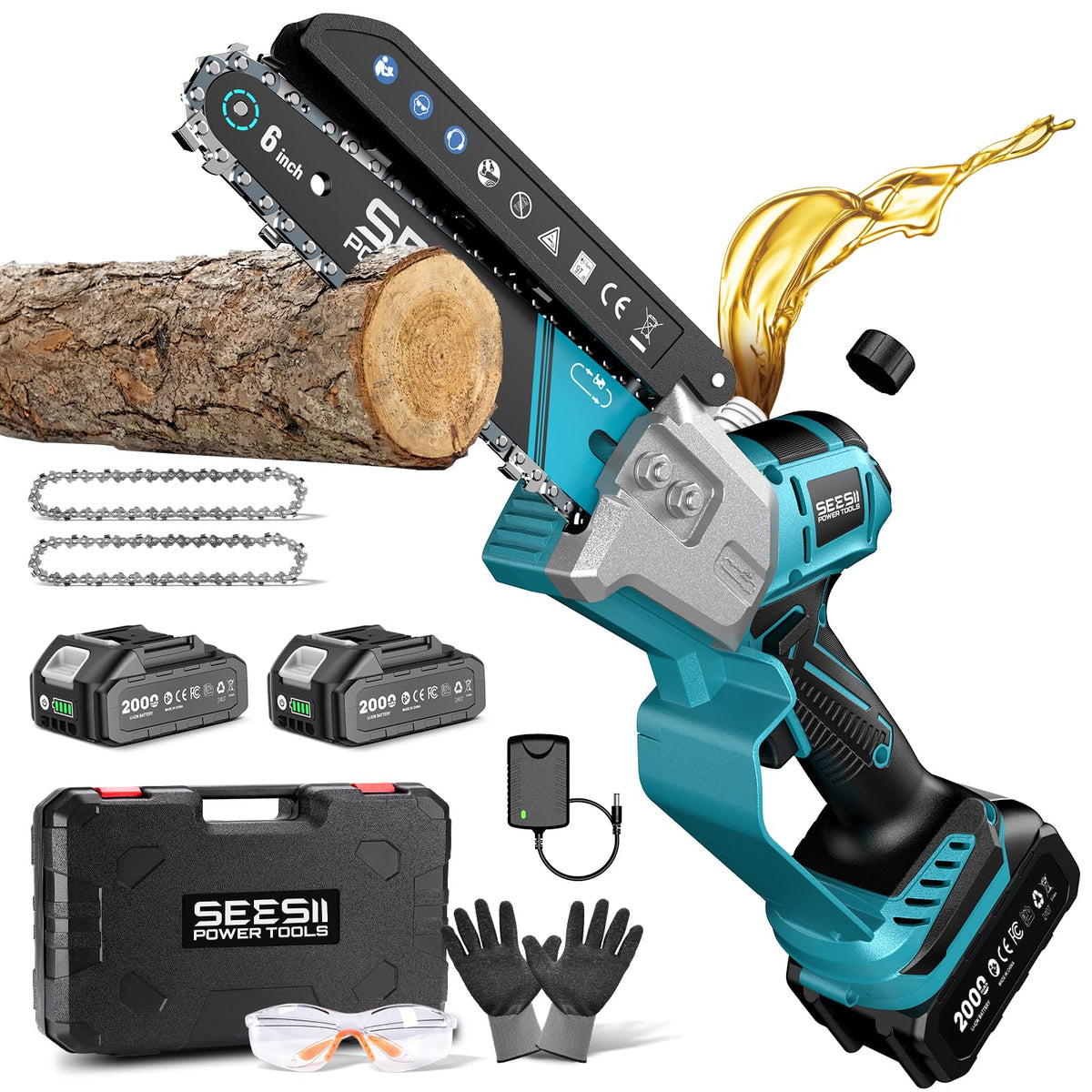SEESII 2-in-1 Mini Chainsaw & Pruning Shears Combo, Brushless Motor
