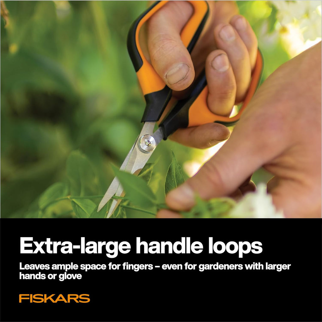 Fiskars 7" Loop Micro-Tip Pruning Shears, Garden Snips for Intricate Cuts