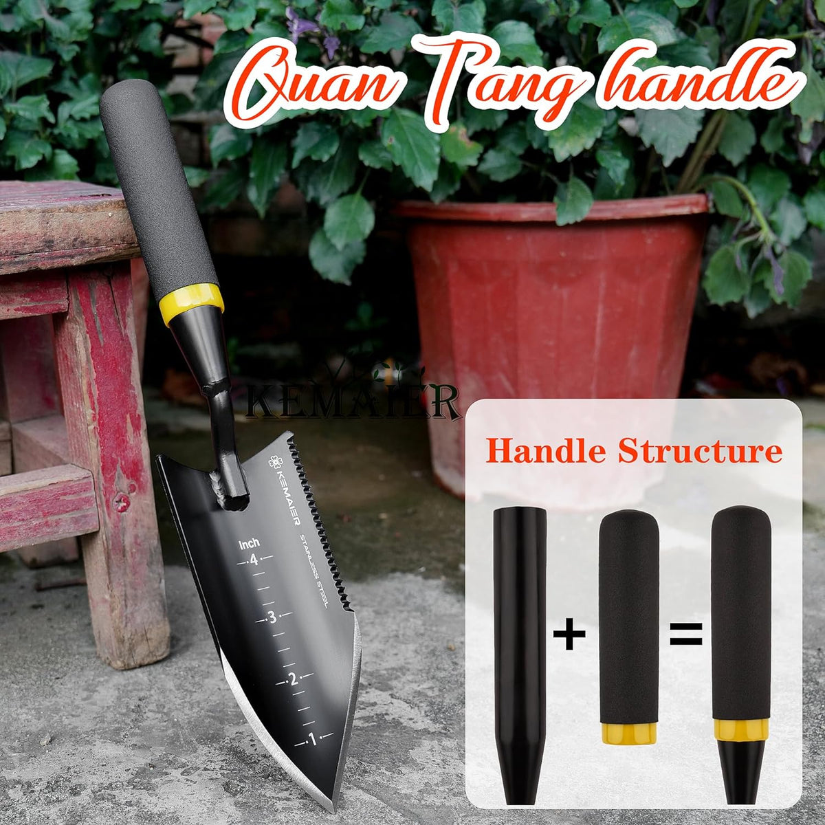 Kemaier Heavy Duty Gardening Hand Trowel - Stainless Steel Tool