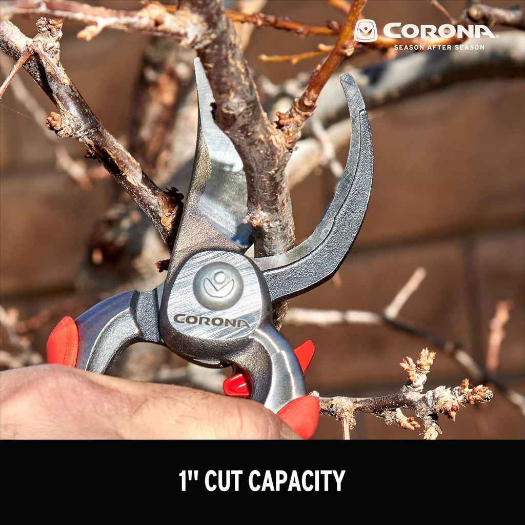 Corona Tools DualCUT Forged Steel Bypass Hand Pruner – 1″ Cutting Capacity Garden Pruning Shears for Branch & Stem Cutting