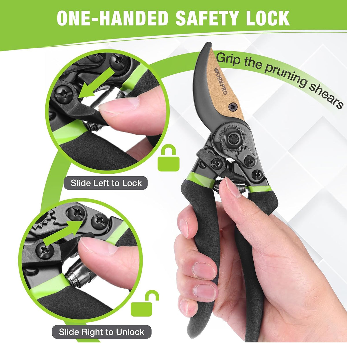 WORKPRO 8.5" Bypass Pruning Shears with Die-cast Aluminum Handle