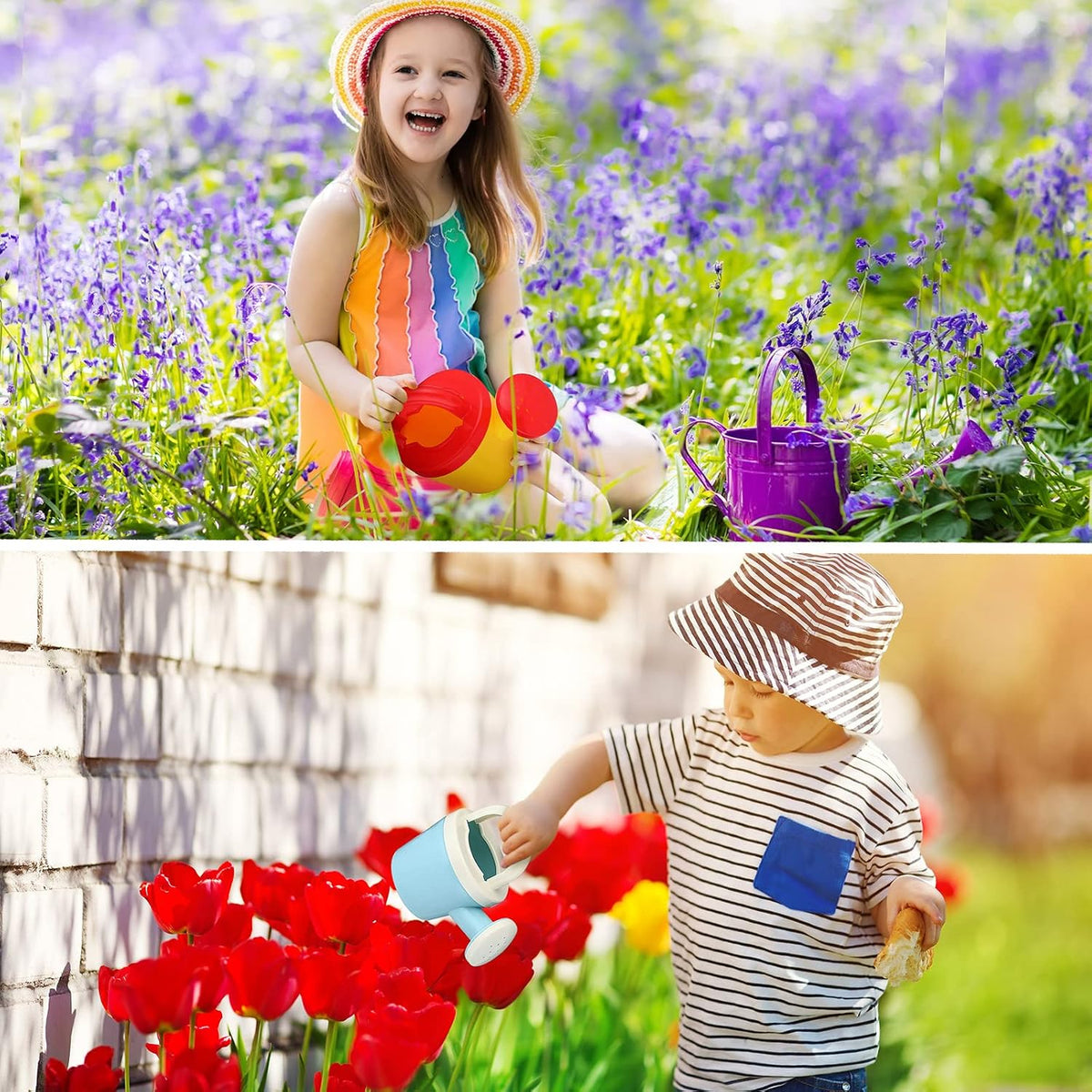 Sotiff 24 Pieces Plastic Watering Cans for Kids Watering Toys Kids Watering Can Small Toddler Garden Tools Bath Toys Beach Toys for Home Outdoor, Assorted Color