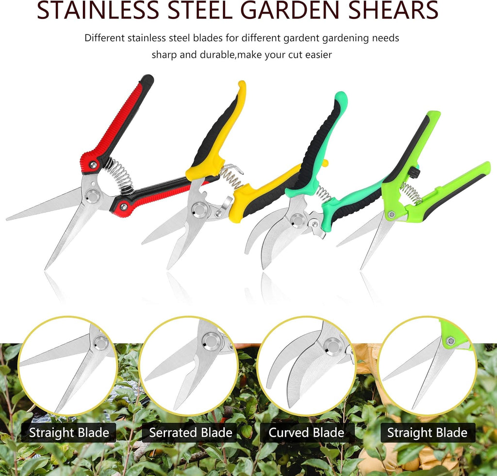 5‑Piece Garden Pruning Shears Set with Gloves & Storage Bag – Stainless Steel Trimming Scissors for Flowers, Herbs & Small Branches – Ergonomic Gardening Tools Kit (Multi-color)