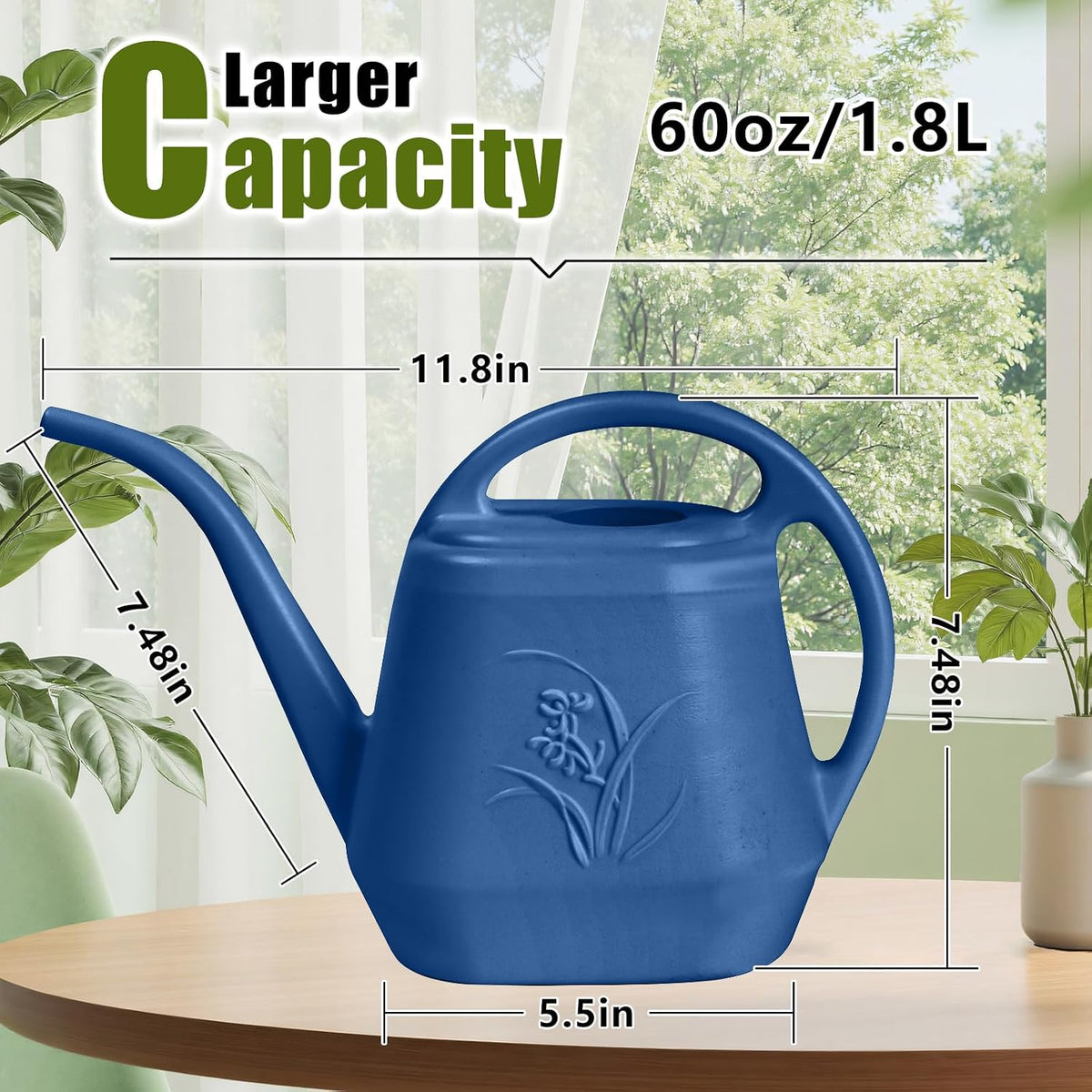 Plastic Watering Can -1/2 Gallon - Blue