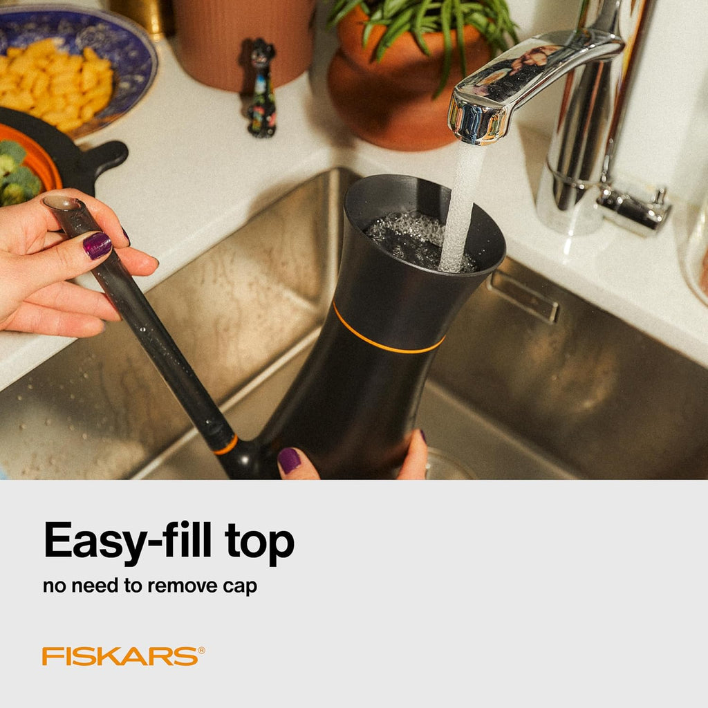 Fiskars 40oz Indoor Watering Can, Long Reach Spout, Anti-Drip Nozzle
