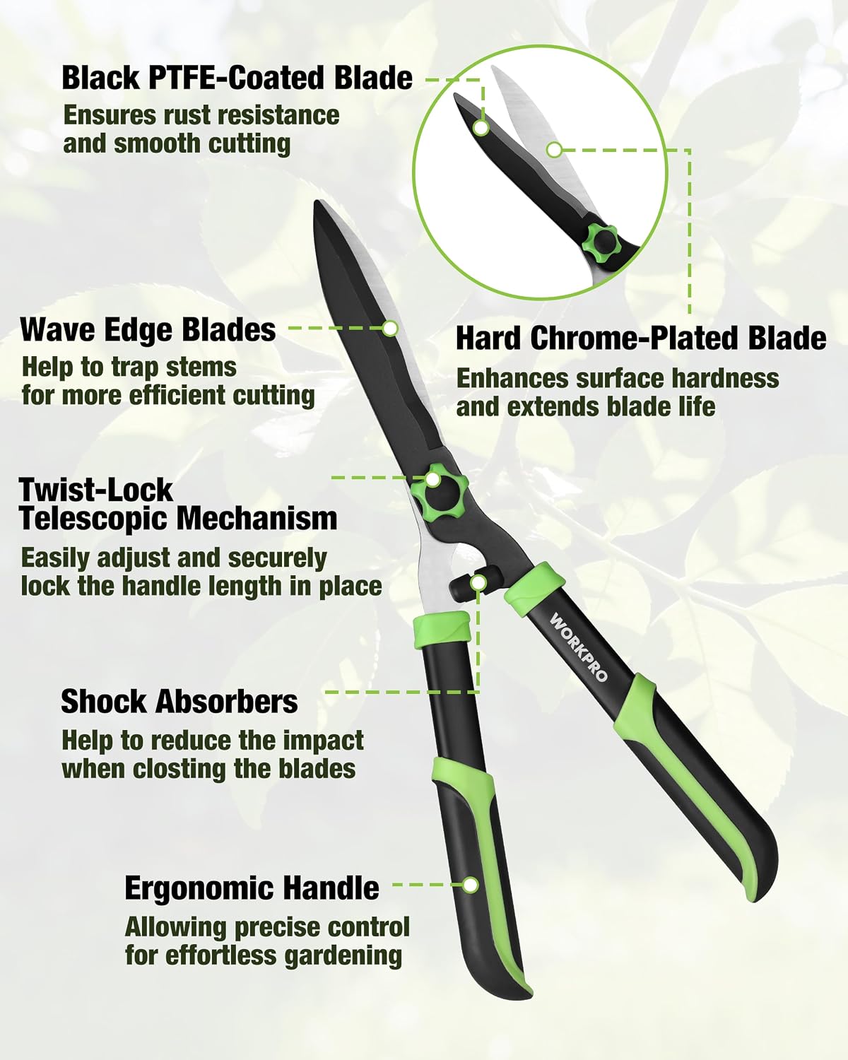 WORKPRO 3-Piece Garden Shears Set, Heavy-Duty Gardening Clippers