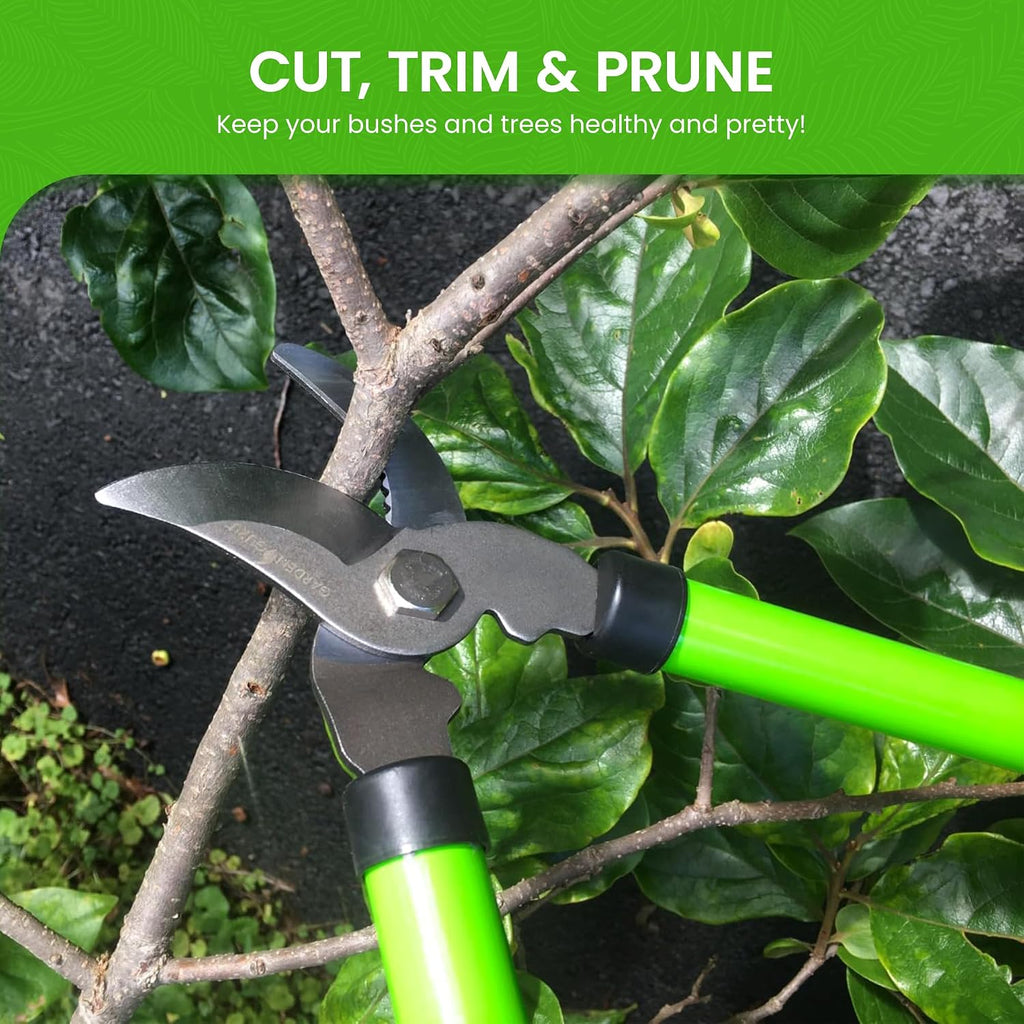 GARDEN GURU Bypass Loppers Tree Trimmer Clipper – Compact 15 inch High Carbon Steel Blade Gardening Loppers Pruning Shear - Comfort Grip Handles – Heavy Duty Branch Cutter – Cut Thick Branches w Ease