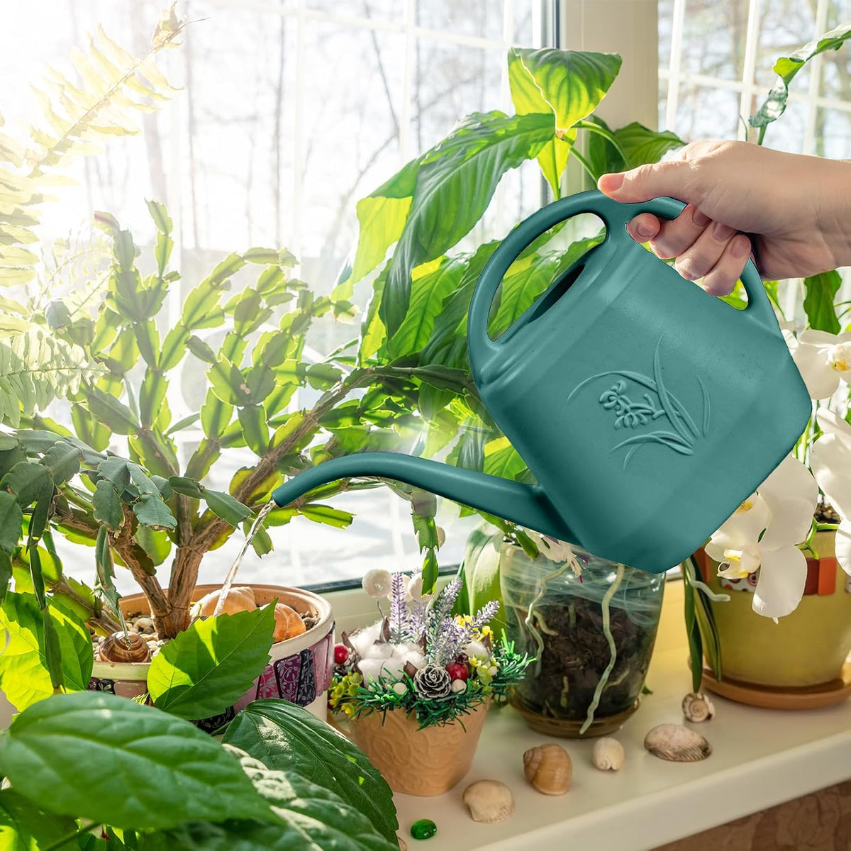 Plastic Watering Can - 1/2 Gallon - Green