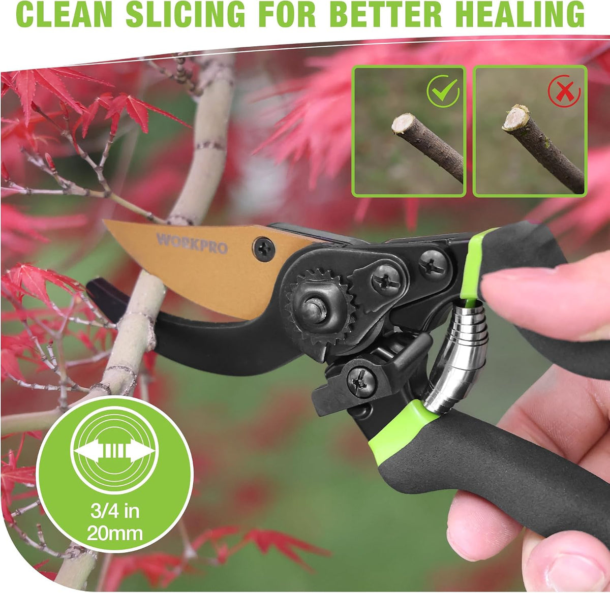 WORKPRO 8.5" Bypass Pruning Shears with Die-cast Aluminum Handle