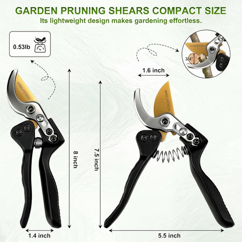 8" SK5 Bypass Pruning Shears, Hand Pruners and Garden Clippers