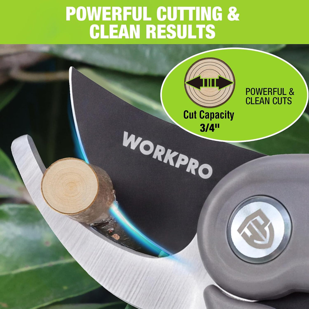 WORKPRO 8" Bypass Pruning Shears for Gardening with Dual-Size Opening