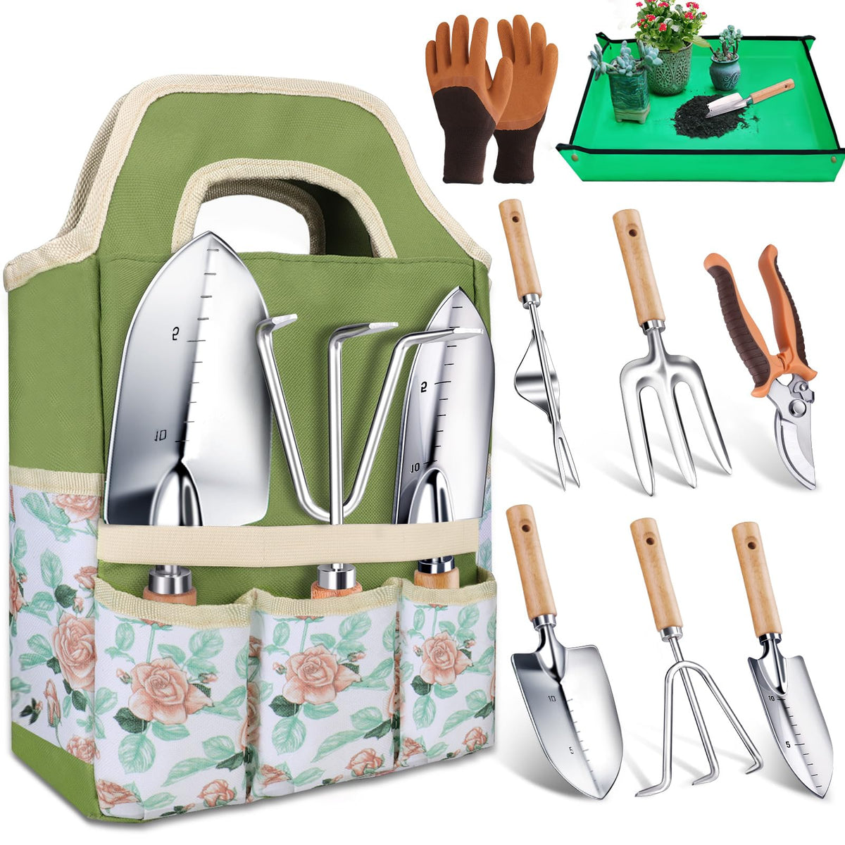 Kynup Garden Tool Set, Heavy Duty Aluminum Gardening Tools with Storage Bag