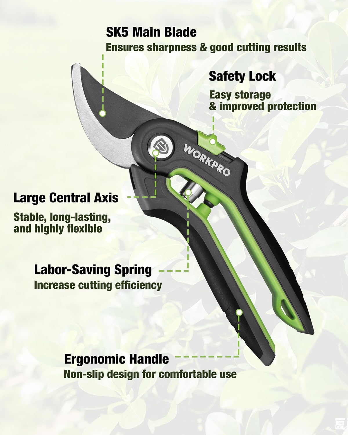 WORKPRO 3-Piece Garden Shears Set, Heavy-Duty Gardening Clippers