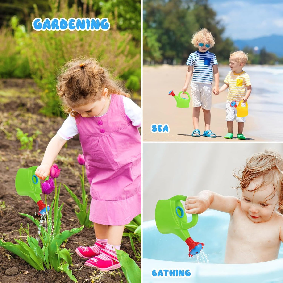 TOYANDONA 2pcs Toy Watering Can for Kids - Small Plastic Watering Cans Garden Flower Water Pot for Spring Summer Outdoor Bath Beach Sand Toys (Random Color)