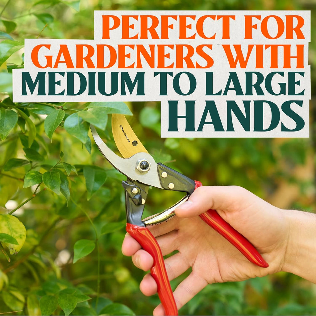 Haus & Garten ForgedPRO 8.75" Heavy Duty Professional Titanium Bypass Pruning Shears - Use As Pruners, Garden Shears, Handheld Pruning Shears For Gardening, Clippers, Garden Scissors, Pruner Tool