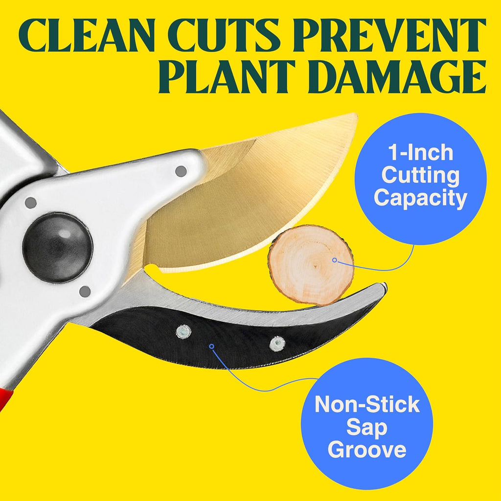 Haus & Garten ClassicPRO 8.5" Professional Premium Titanium Bypass Pruning Shears - Use As Pruners, Garden Shears, Heavy Duty Handheld Pruning Shears For Gardening, Clippers, Pruner Scissor Tool
