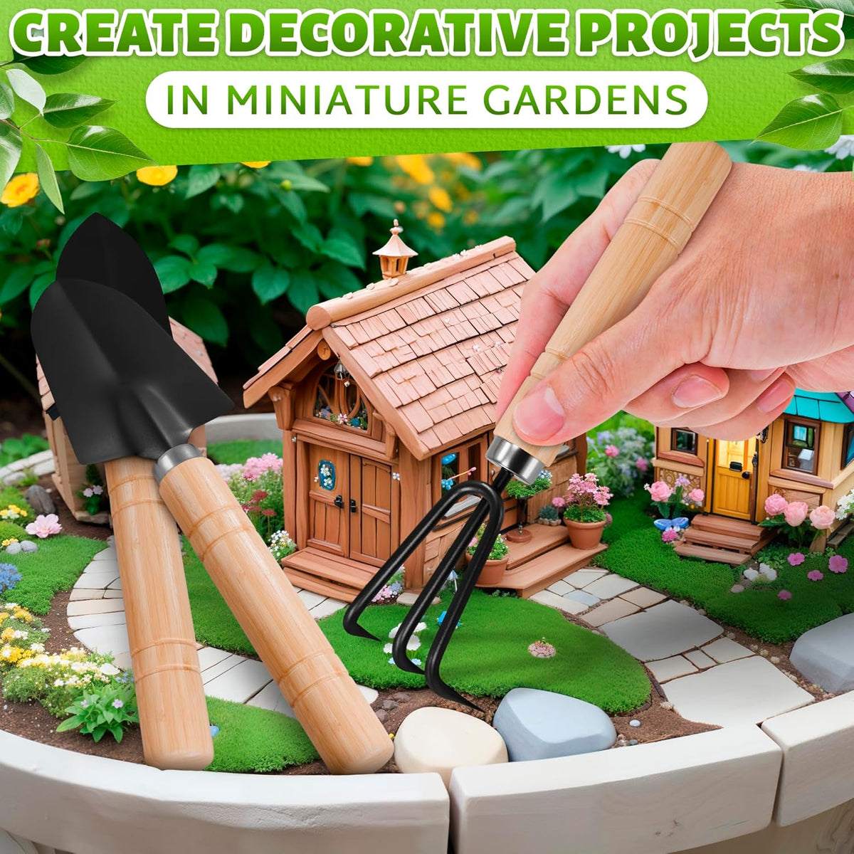 Mini Garden Tools for House Plants, Mini Shovel, Trowel & Hand Rake
