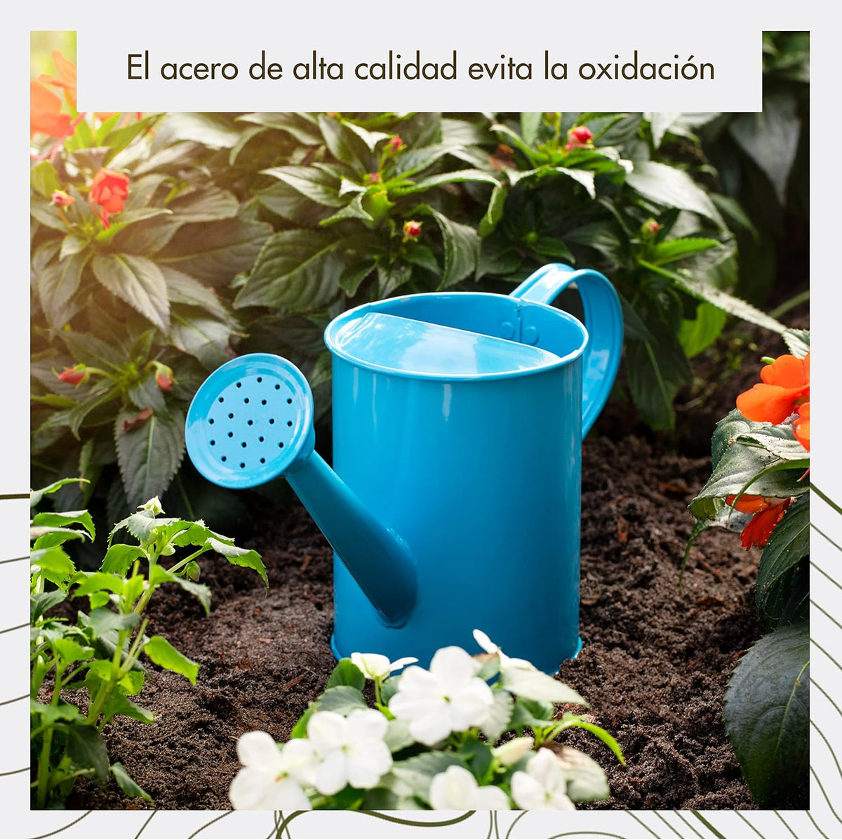Watering Can for Kids - Play Time or Practical Use - Childs Metal Watering Can - Small Water Can for Boys and Girls, Perfect for Easter Gift -32 oz (Blue)