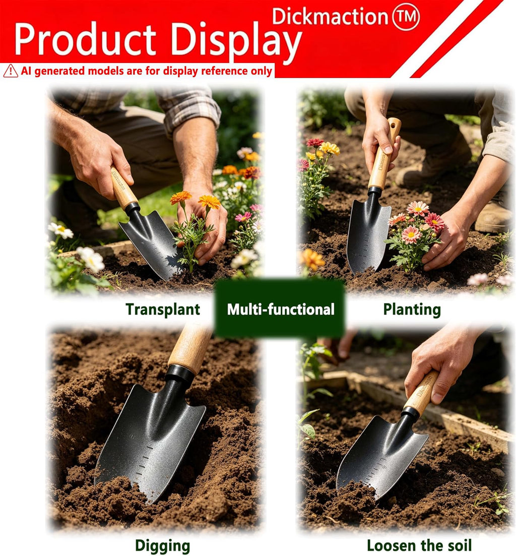 2 Pack Garden Trowel Set Carbon Steel Hand Shovel with Measurement Marks for Digging Planting and Transplanting Garden Work