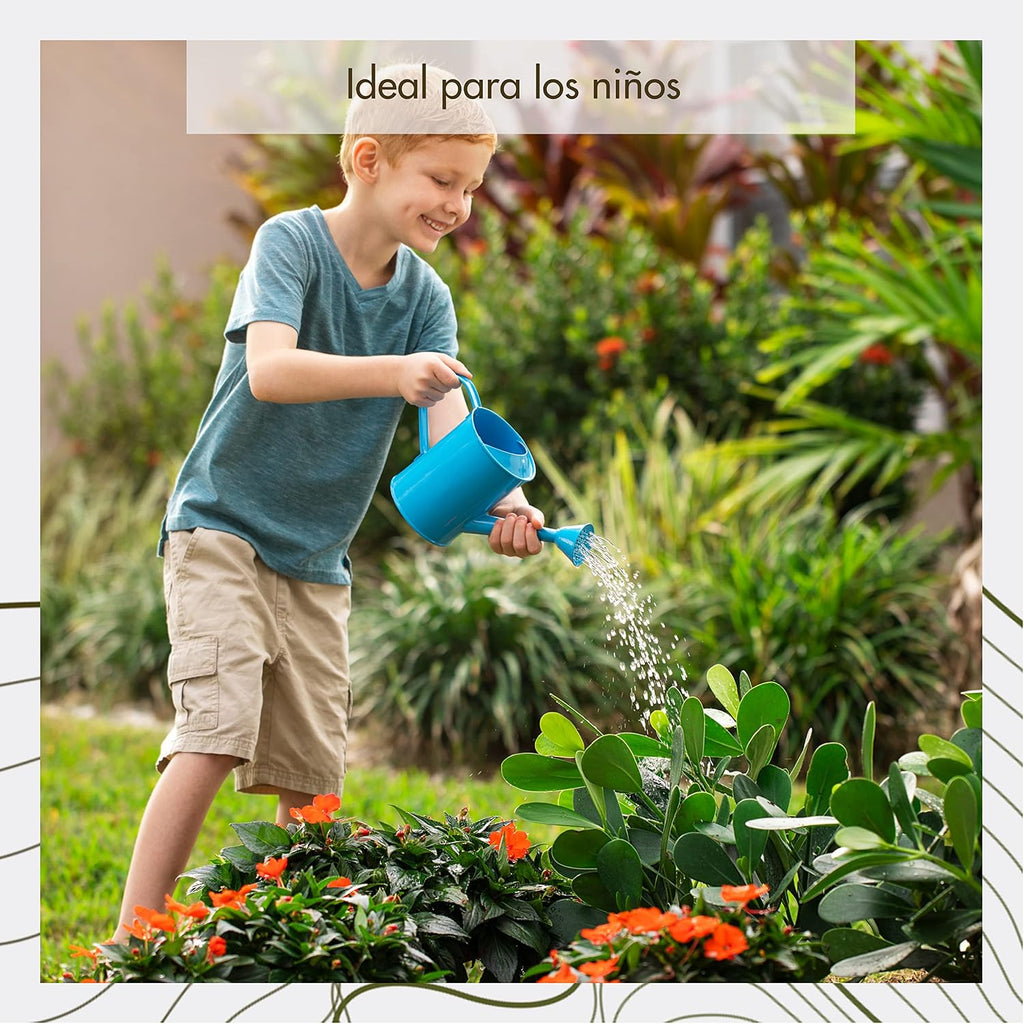 Watering Can for Kids - Play Time or Practical Use - Childs Metal Watering Can - Small Water Can for Boys and Girls, Perfect for Easter Gift -32 oz (Blue)