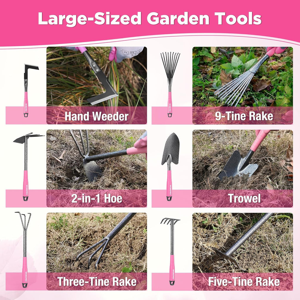 WORKPRO 6-Piece Pink Garden Tool Set